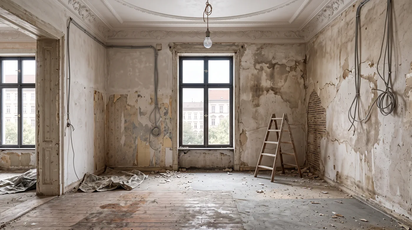 Unrenovierter Altbau-Wohnraum vor der Planung