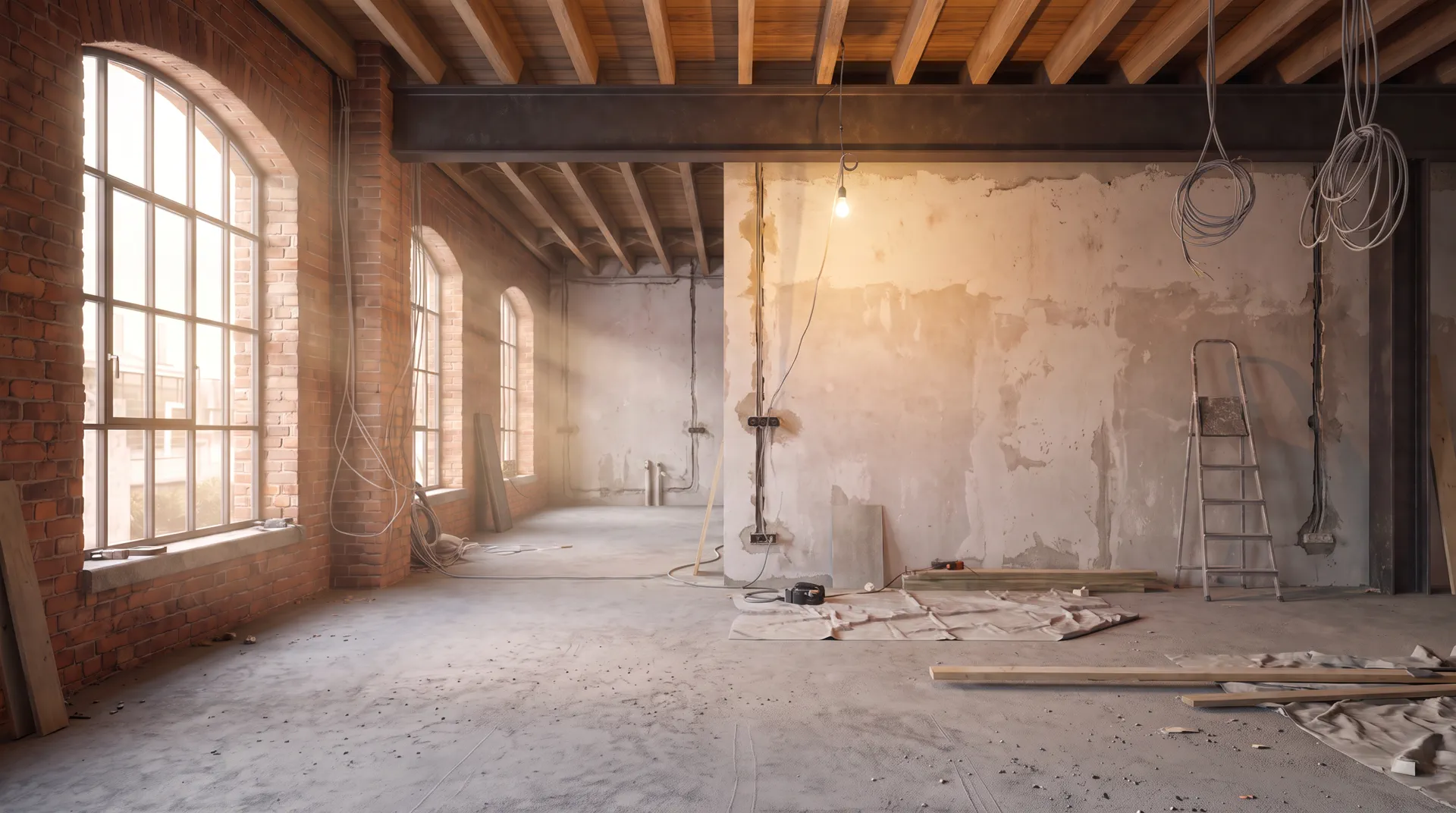 Rohbau-Zustand des Lofts am Kirchberg vor der 3D-Visualisierung